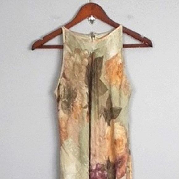 Tom Barra 90's Romantic Floral Watercolor Halter Spring Brunch Maxi Dress - Picture 1 of 11